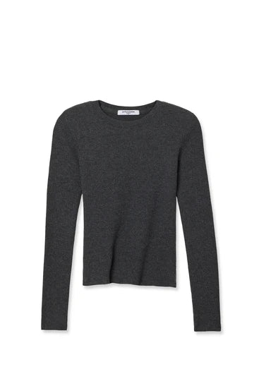 Perfect White Tee - Jolie Sweater Rib Crew Neck in Charcoal