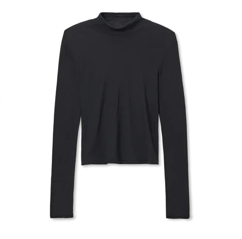 Perfect White Tee – Kim Light French Jersey Mock Neck in True Black