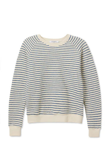 Perfect White Tee - Alexi Raglan Crew in Navy Stripe