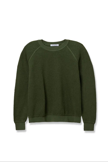 Perfect White Tee - Ziggy Reverse Fleece Shrunken Crewneck in Fern Green