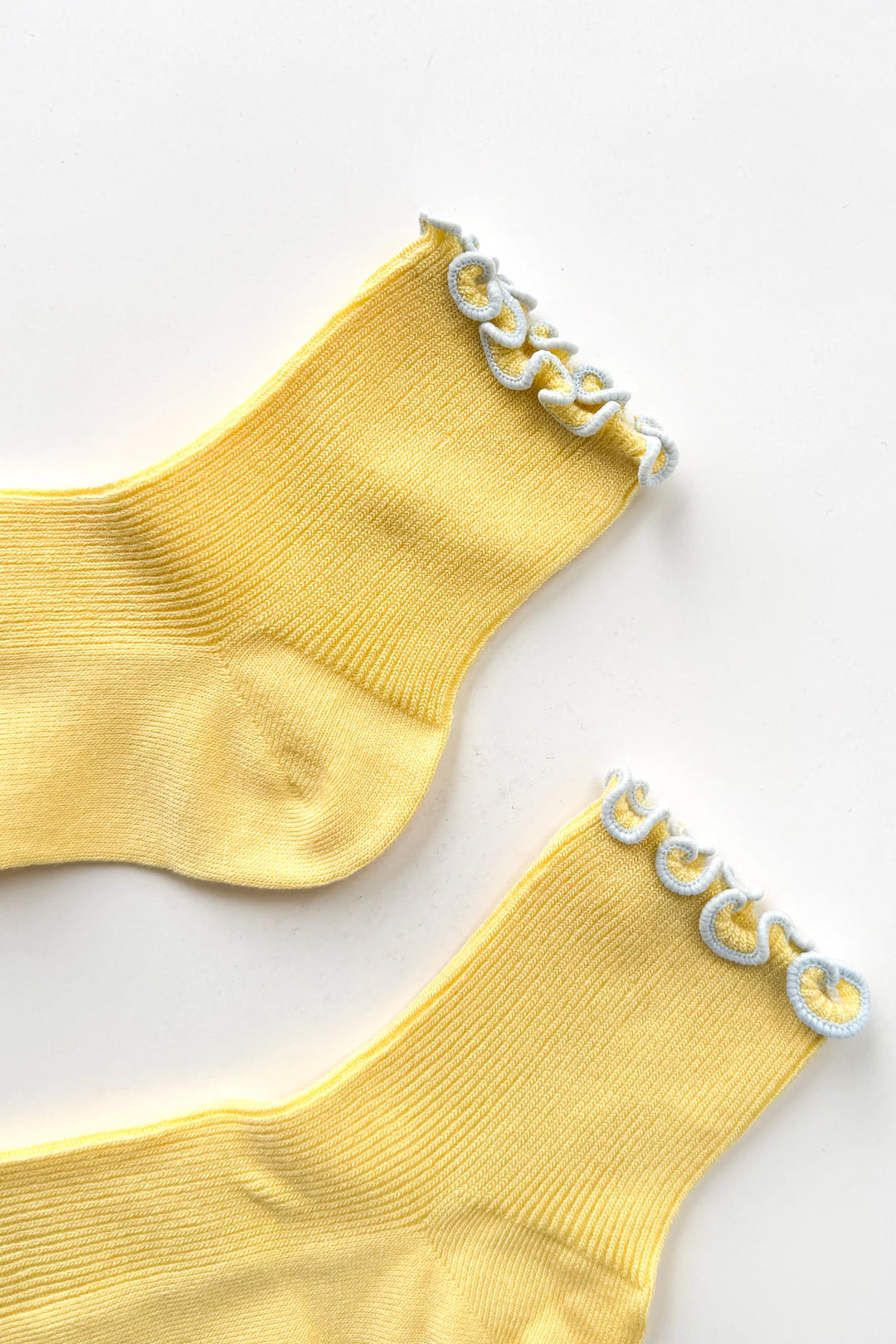 Le Bon Shoppe - Petite Ruffled Hugger Crew Sock in Butter & Baby Blue