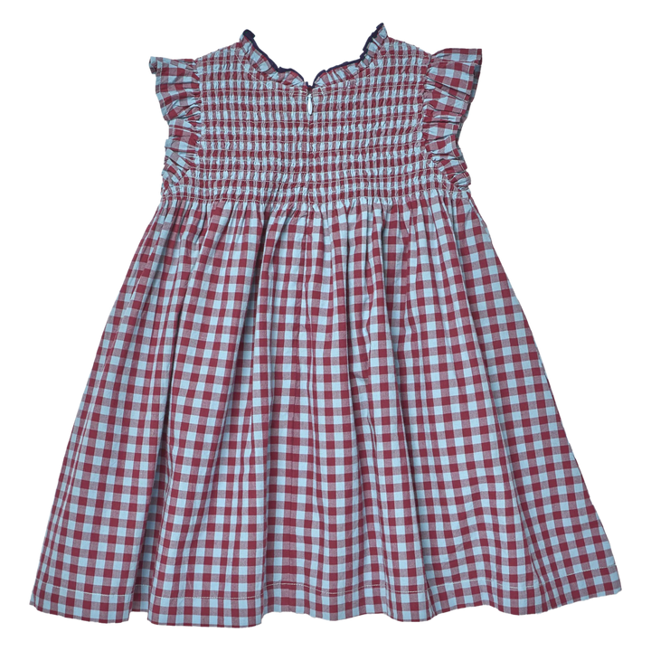 Pink Chicken – Girls Stevie Dress in Red, Light Blue Check
