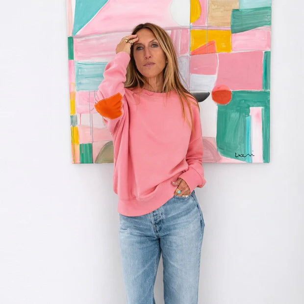 Kerri Rosenthal – Ex-Boyfriend Patchwork Sweatshirt in Pink