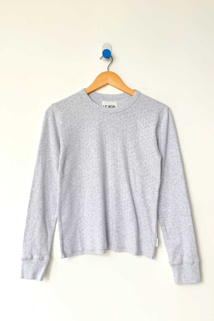 Le Bon Shoppe - Pointelle Fundamental Long Sleeve Tee in Icy Grey