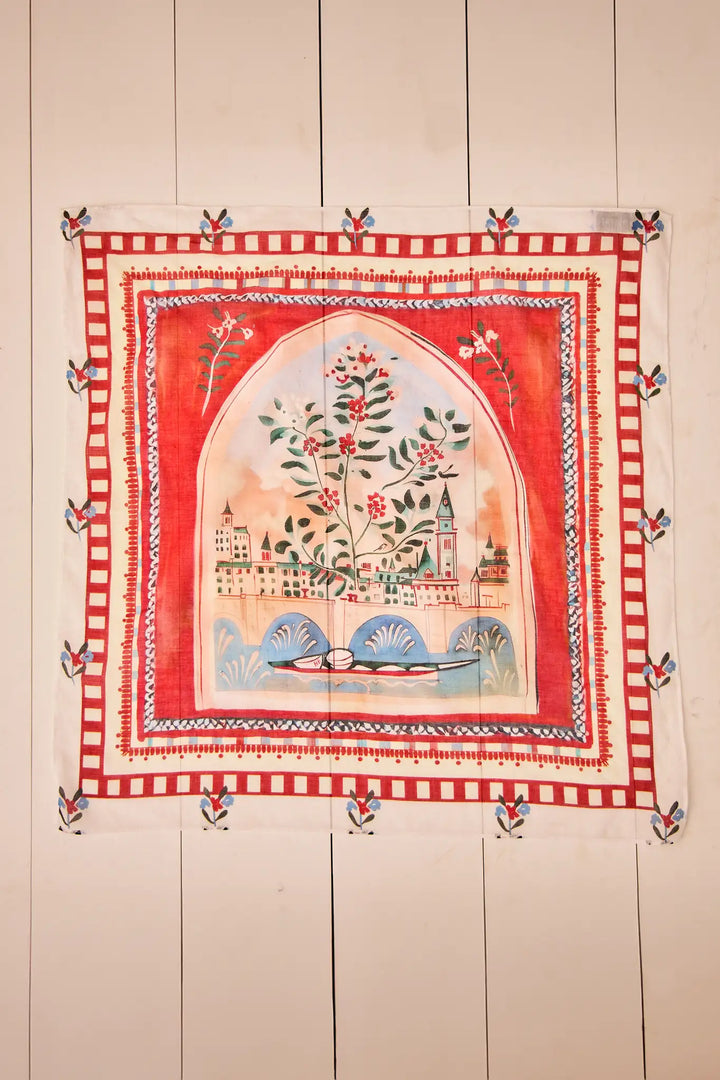 Hunter Bell – Printed Scarf in Coastal Village