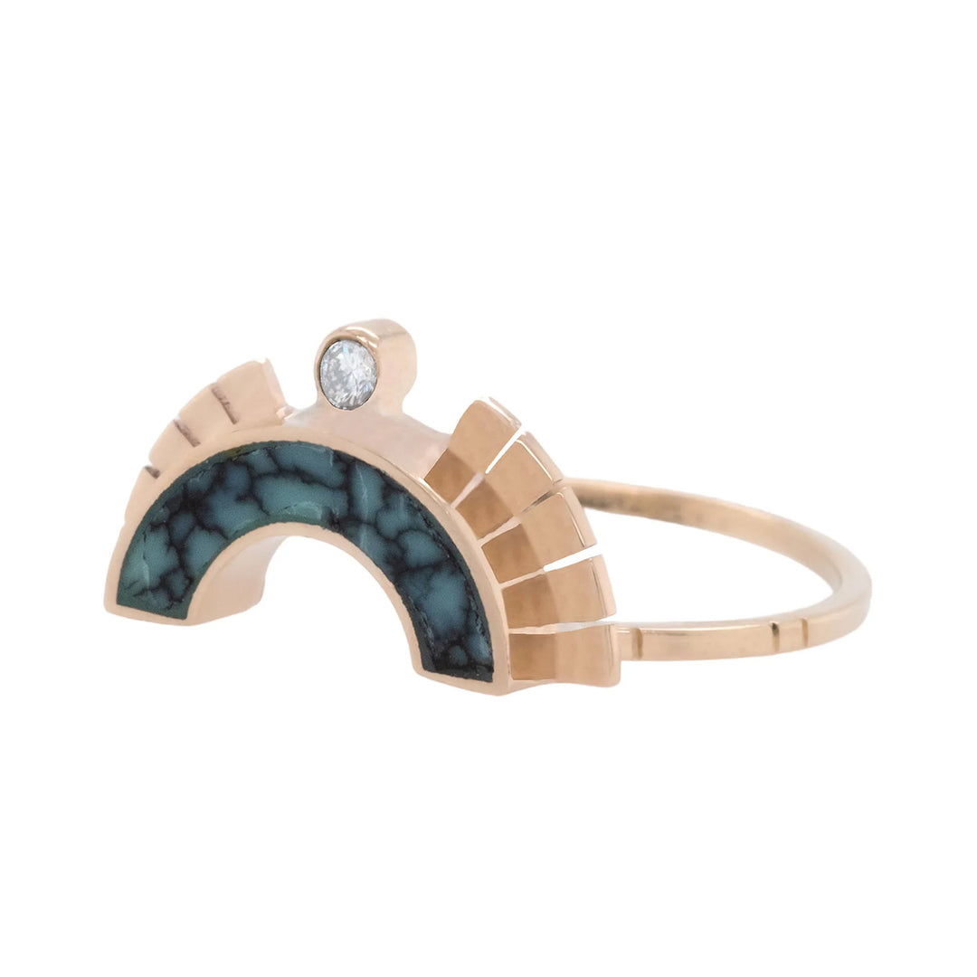 Young In The Mountains – Rising Sol Arch Crown Ring in broken arrow turquoise