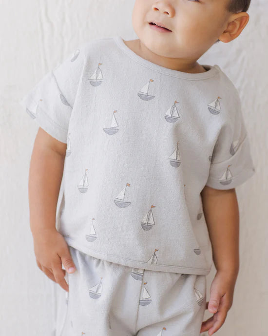 Quincy Mae – Spongy Top/Shorts Set in Sailboats