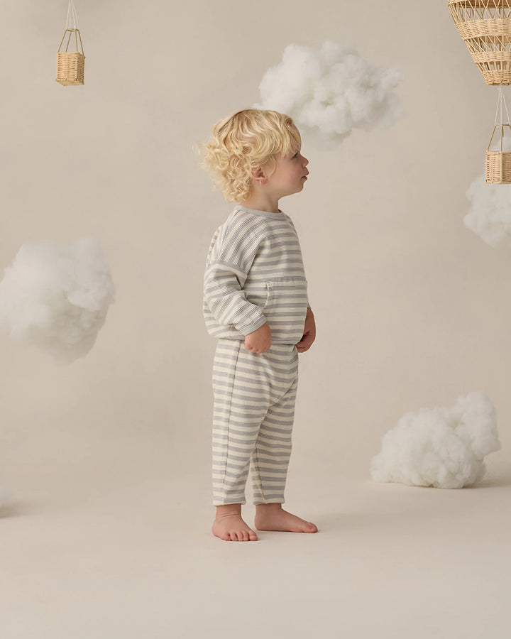 Quincy Mae – Waffle Sweatshirt & Pants Set in Sky Stripe