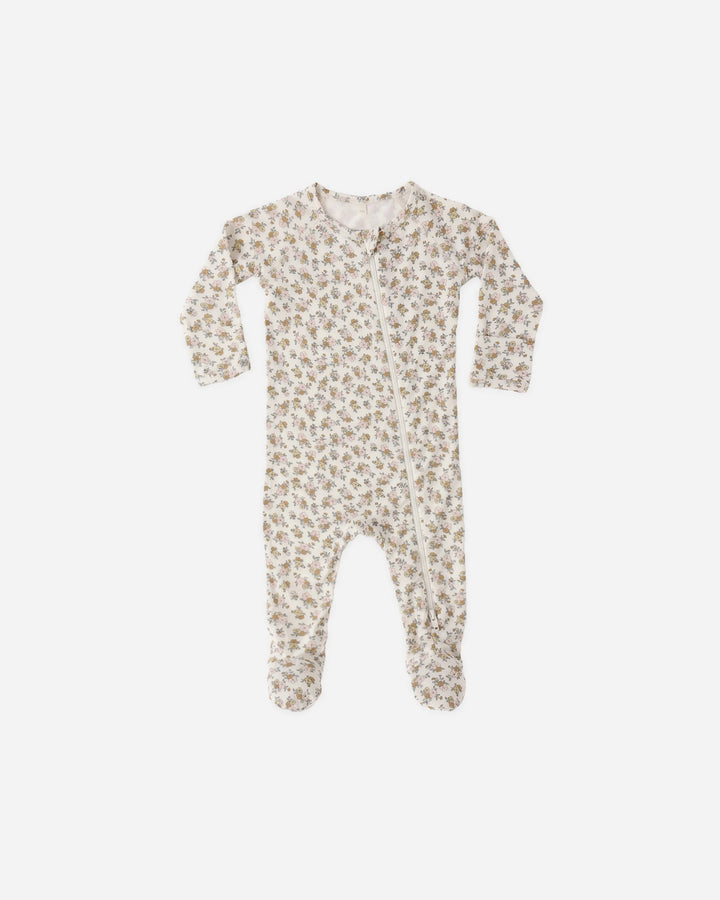 Quincy Mae – Bamboo Zip Long Sleeve Footie in Wildflower