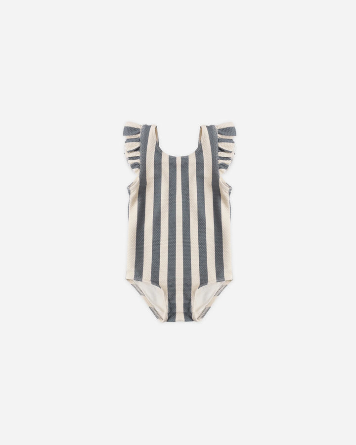 Quincy Mae - Scoop Back One Piece Swimsuit in Retro Ocean Stripes