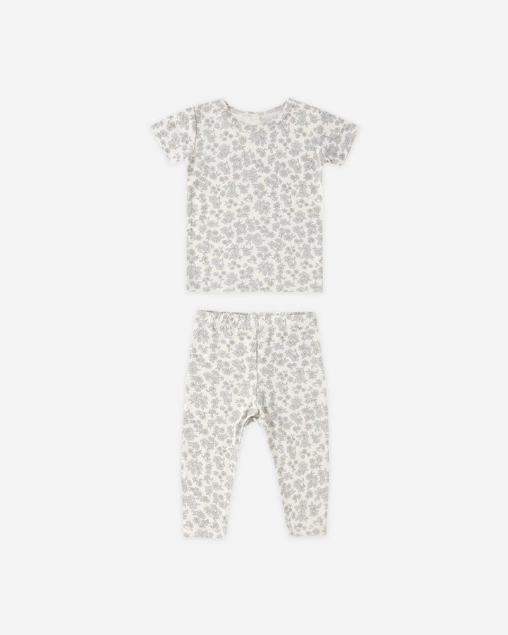 Quincy Mae - Bamboo Short Sleeve PJ Set in Blue Floral