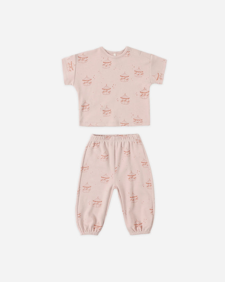 Quincy Mae - Jersey Tee + Pant Set in Carousel