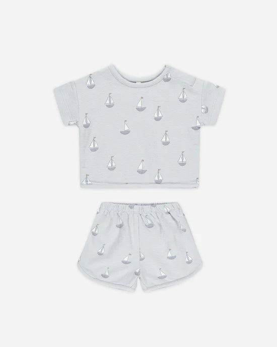 Quincy Mae – Spongy Top/Shorts Set in Sailboats