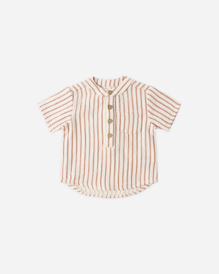 Quincy Mae – Jaxson Shirt in Vintage Stripe