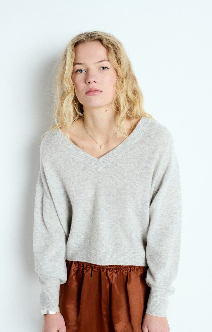 American Vintage – Raxow V-Neck Jumper in Heather Grey