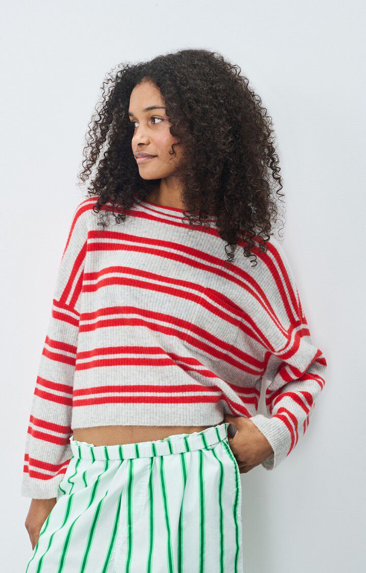 American Vintage – Raxow Jumper in Heather Grey Strawberry Stripes