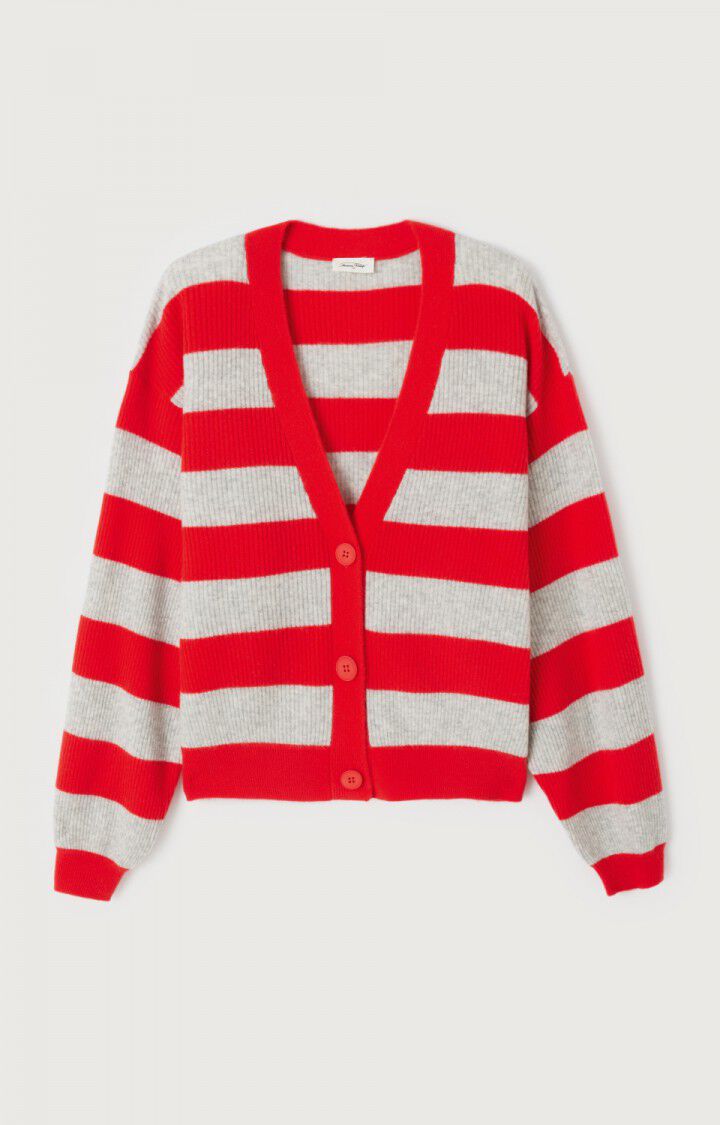 American Vintage – Raxow Cardigan in Heather Grey Strawberry Stripes