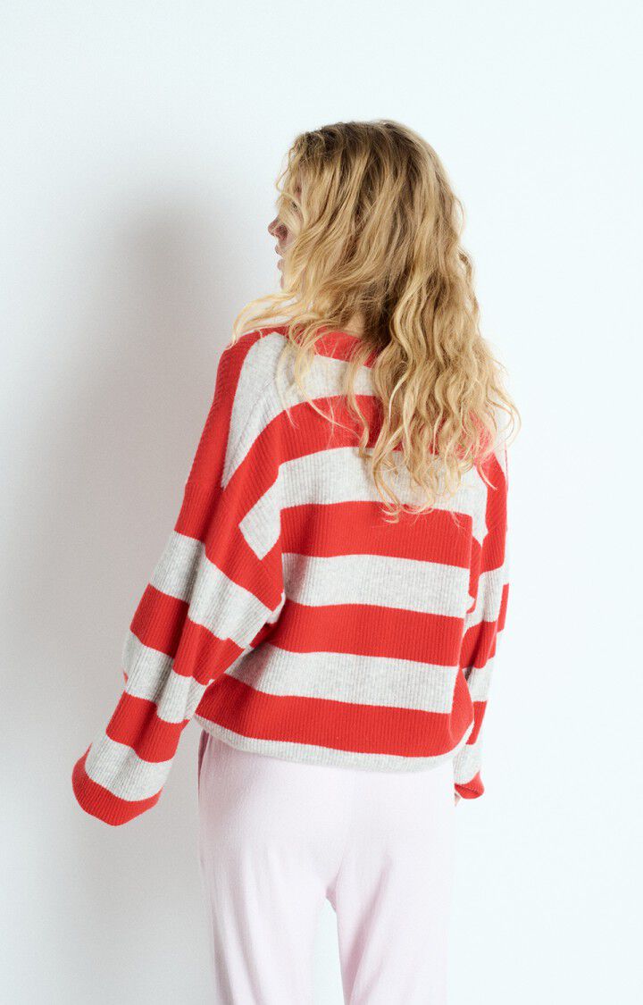 American Vintage – Raxow Cardigan in Heather Grey Strawberry Stripes