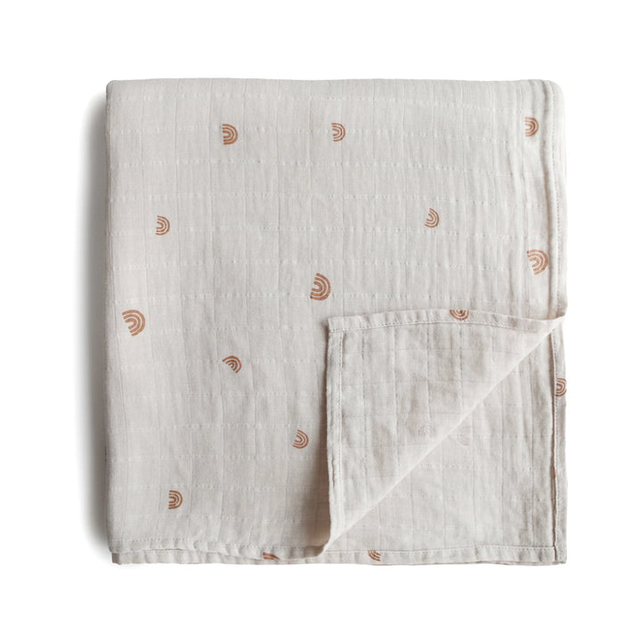 Mushie - Organic Cotton Muslin Swaddle Blanket in Rainbows