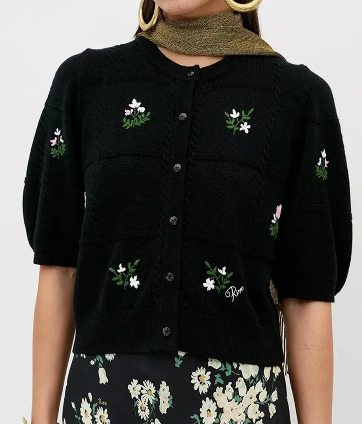 RIXO - Minta Cardigan in Summer Bud Embroidery