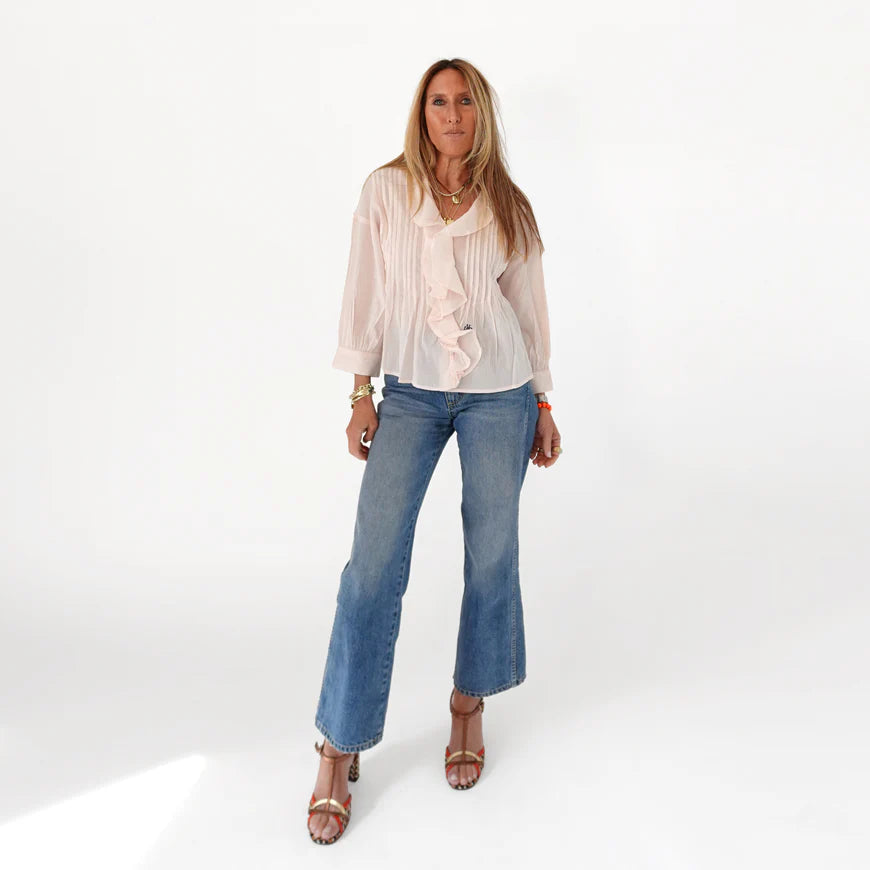 Kerri Rosenthal – Rosen Cotton Blouse in Sugar Pink