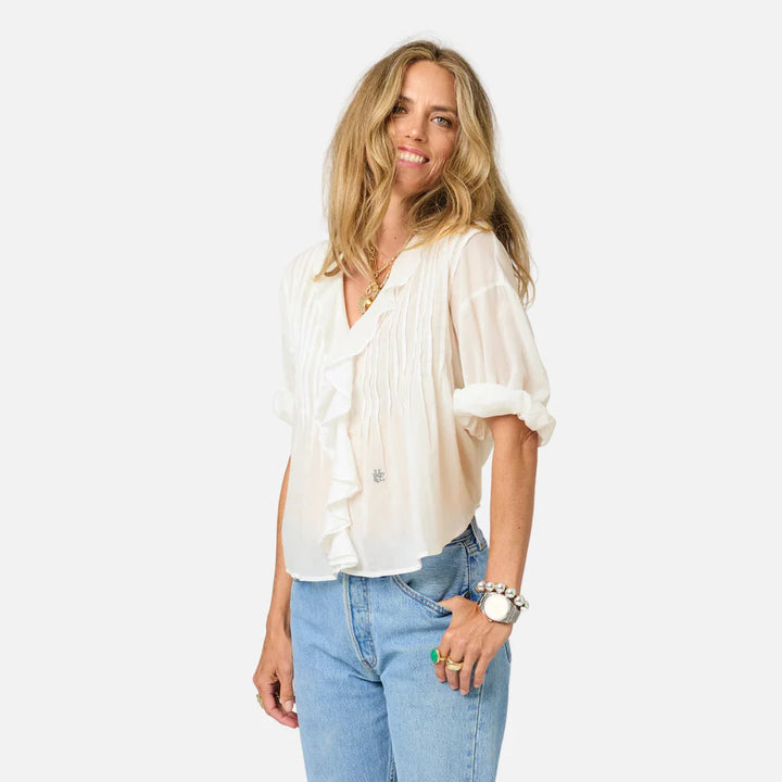 Kerri Rosenthal – Rosen Cotton Blouse in Vanilla