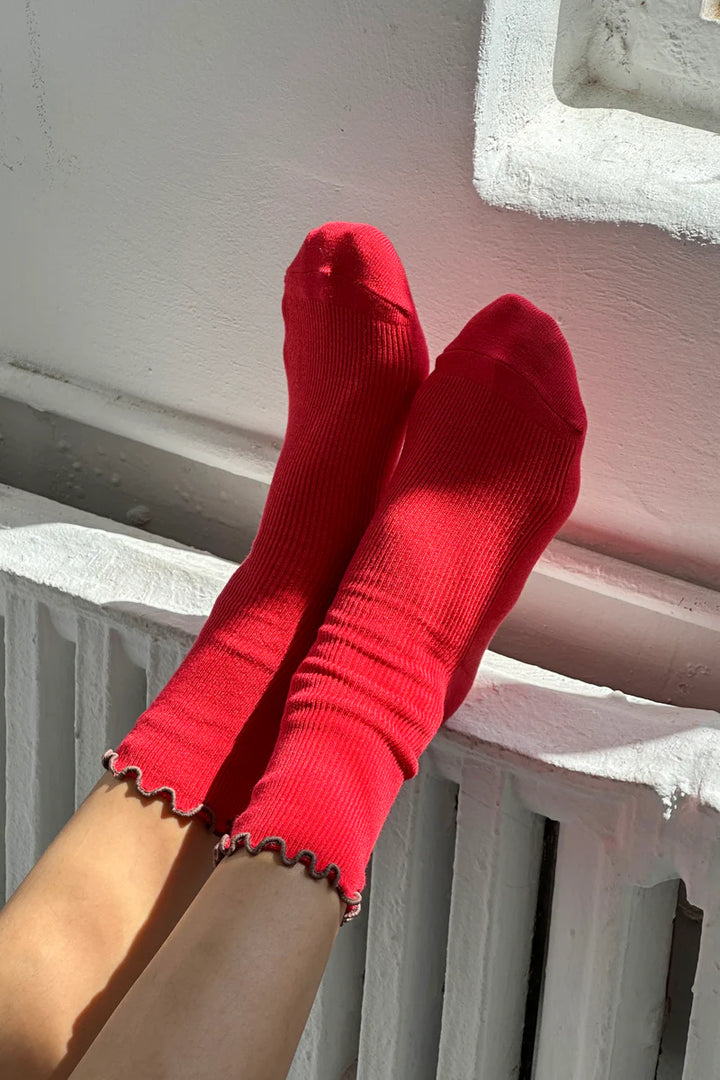 Le Bon Shoppe - Ruffled Modal Socks in Paprika