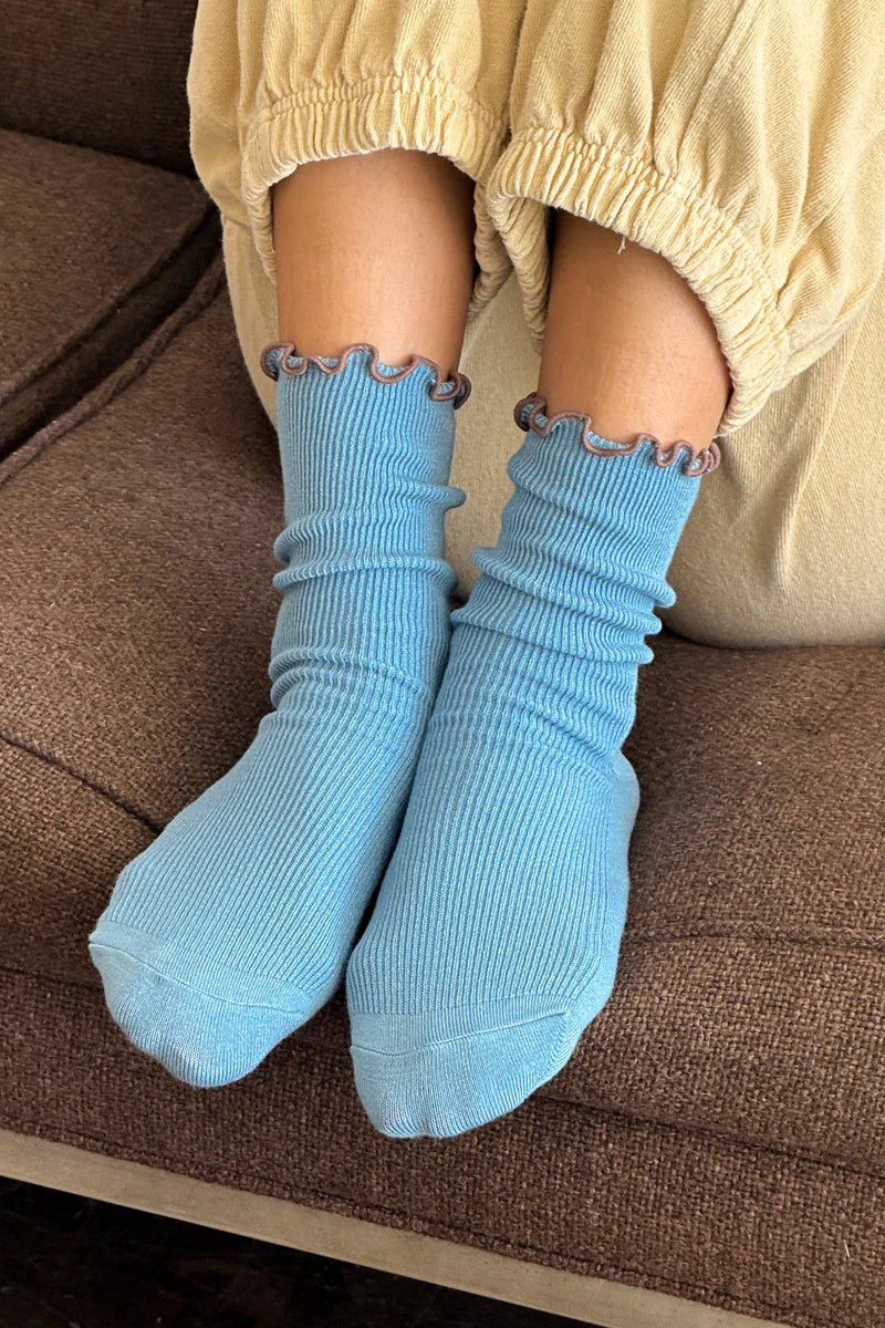 Le Bon Shoppe - Ruffled Modal Socks in Powder Blue