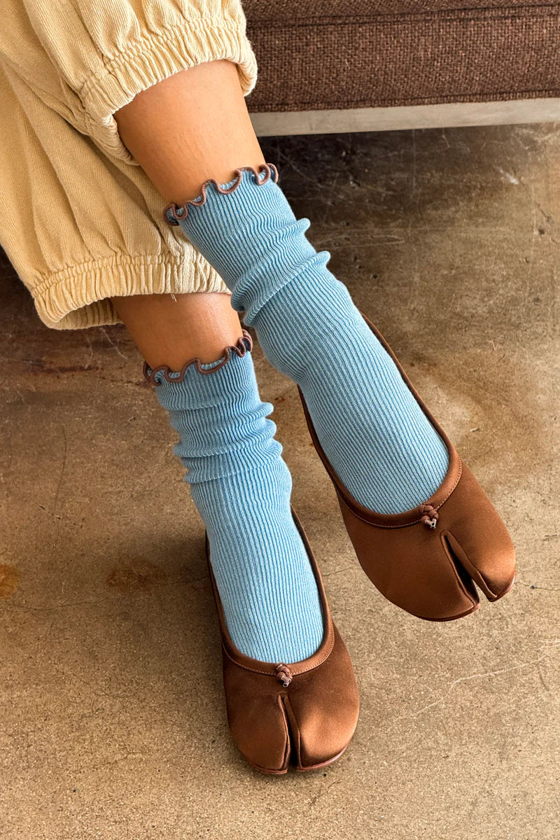 Le Bon Shoppe - Ruffled Modal Socks in Powder Blue