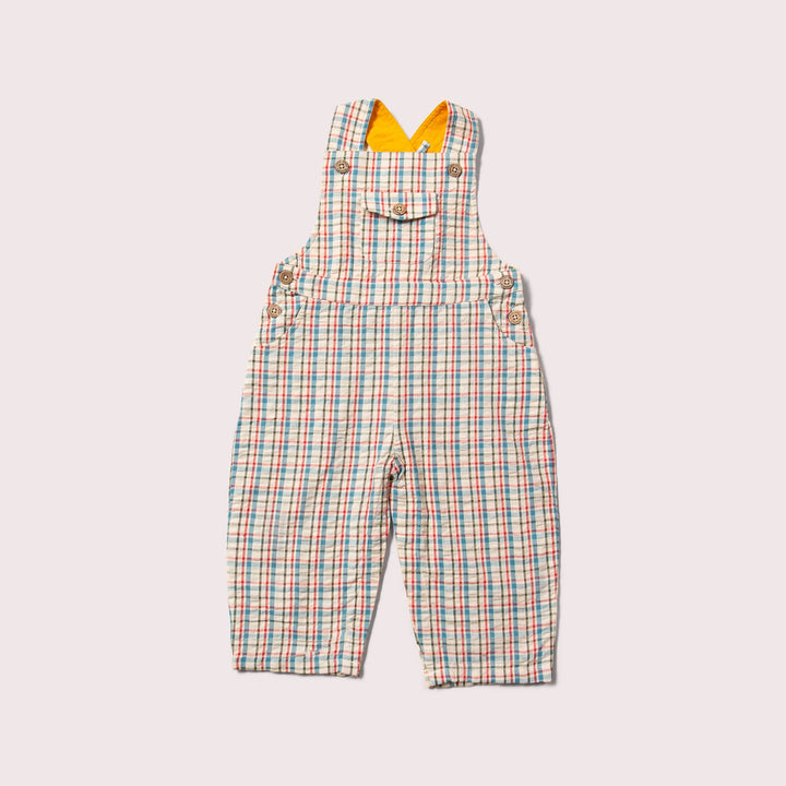Little Green Radicals –– Checkered Seersucker Pocket Dungaree Shorts