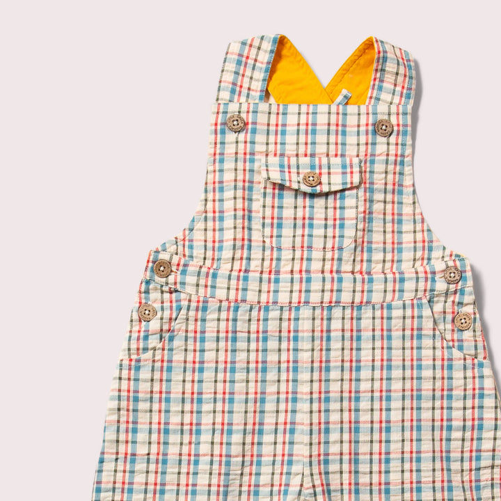 Little Green Radicals –– Checkered Seersucker Pocket Dungaree Shorts