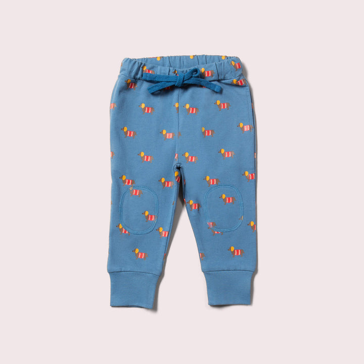 Little Green Radicals –– Sausage Dog Organic Comfy Joggers in Blue