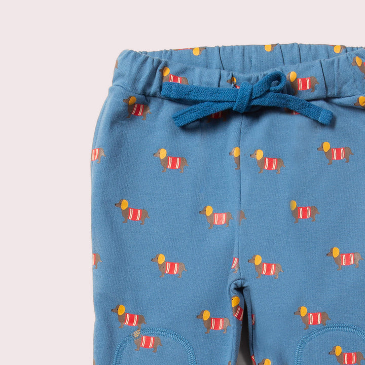 Little Green Radicals –– Sausage Dog Organic Comfy Joggers in Blue