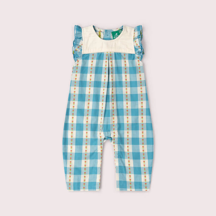 Little Green Radicals –– Blue Flowers Frill Summer Romper
