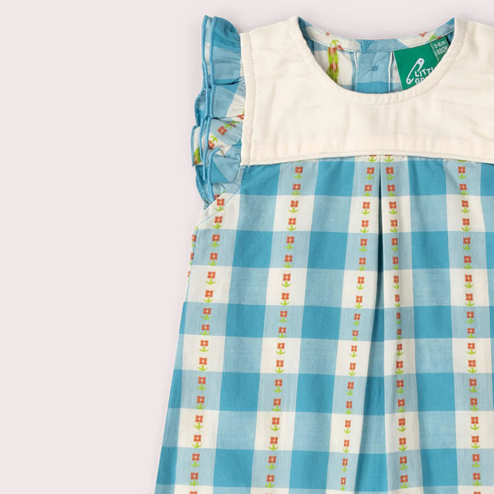 Little Green Radicals –– Blue Flowers Frill Summer Romper