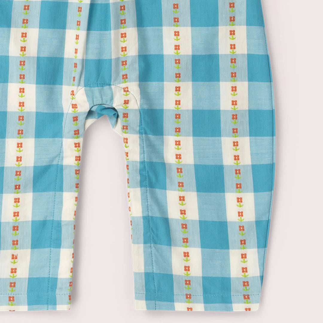 Little Green Radicals –– Blue Flowers Frill Summer Romper