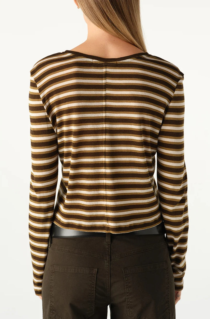 AMO Denim – Joss Long Sleeve Tee in Veil Stripe