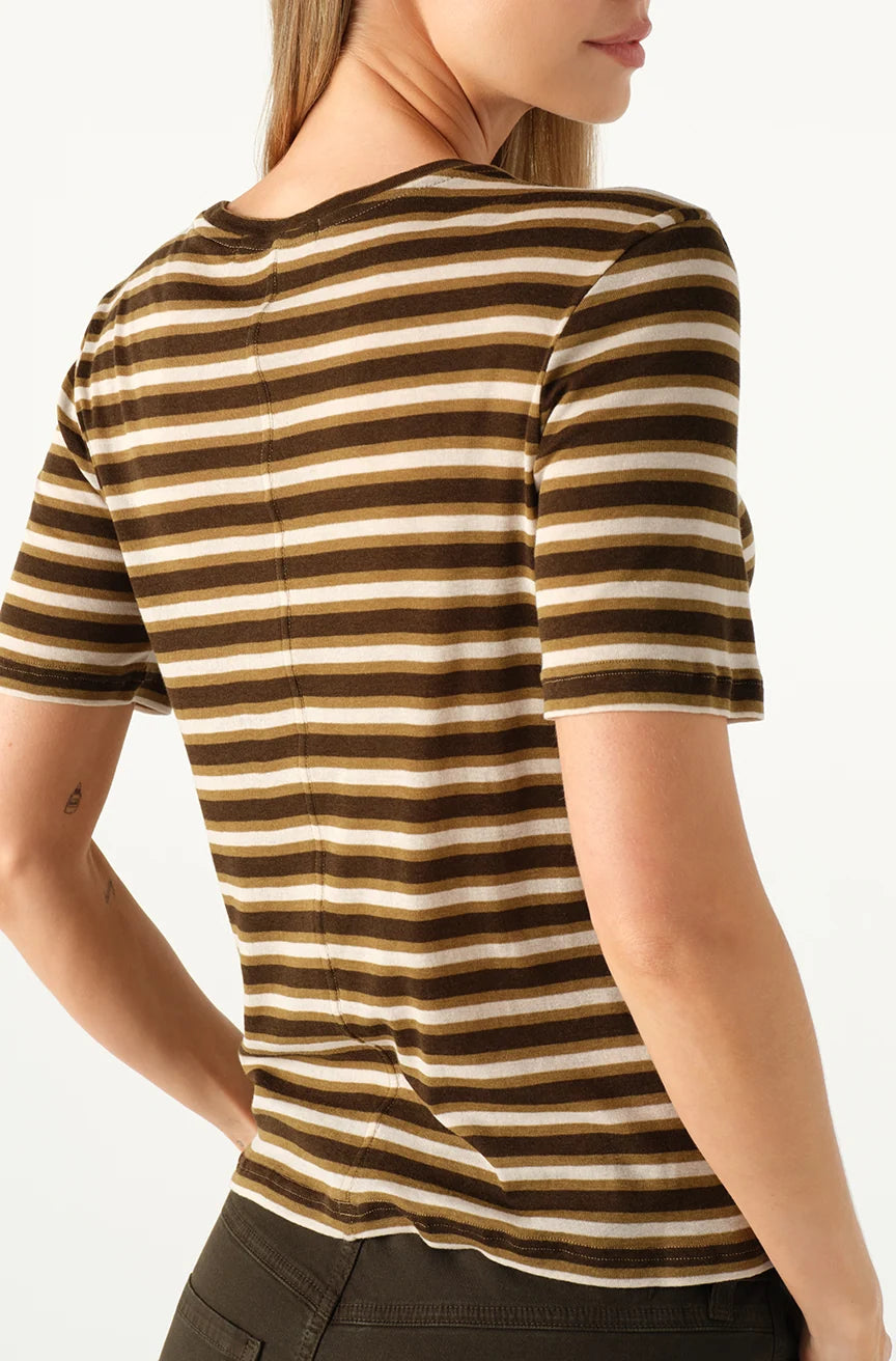 AMO Denim – Quinn Short Sleeve Tee in Veil Stripe