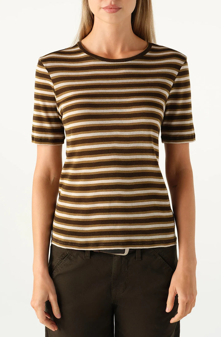 AMO Denim – Quinn Short Sleeve Tee in Veil Stripe