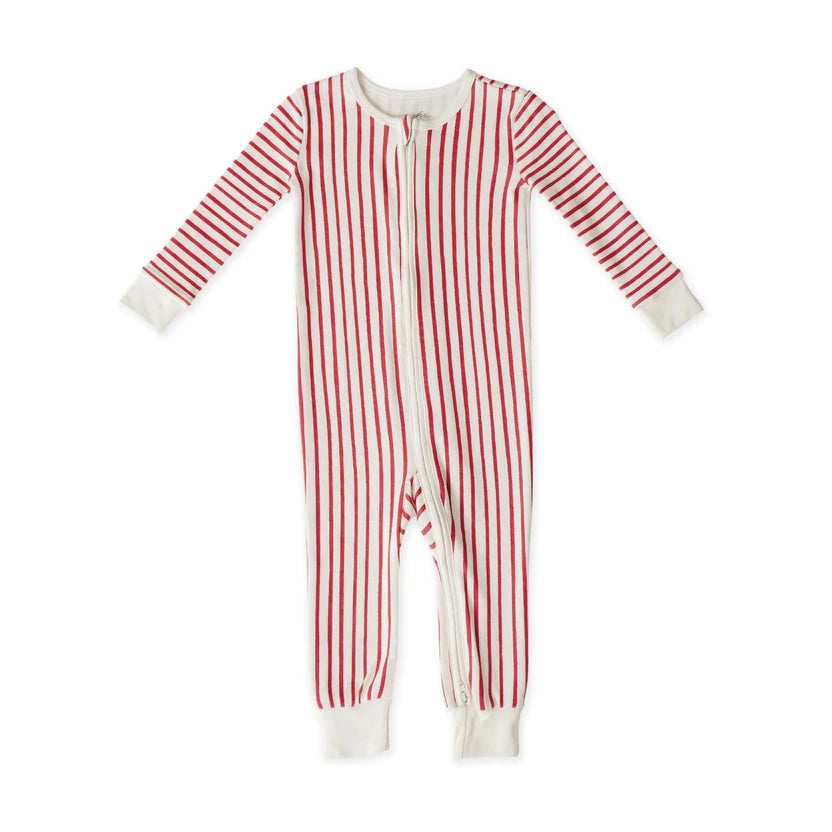 Pehr – Baby Footless Sleeper in Berry Stripe