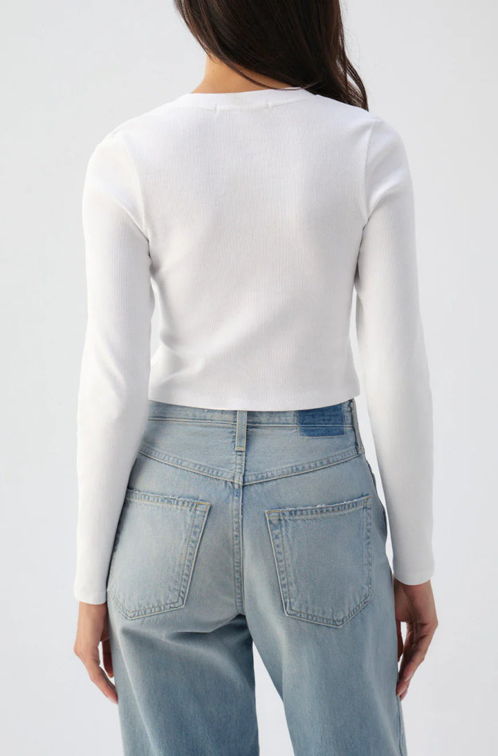 AMO Denim – Sassy Rib Henley in White