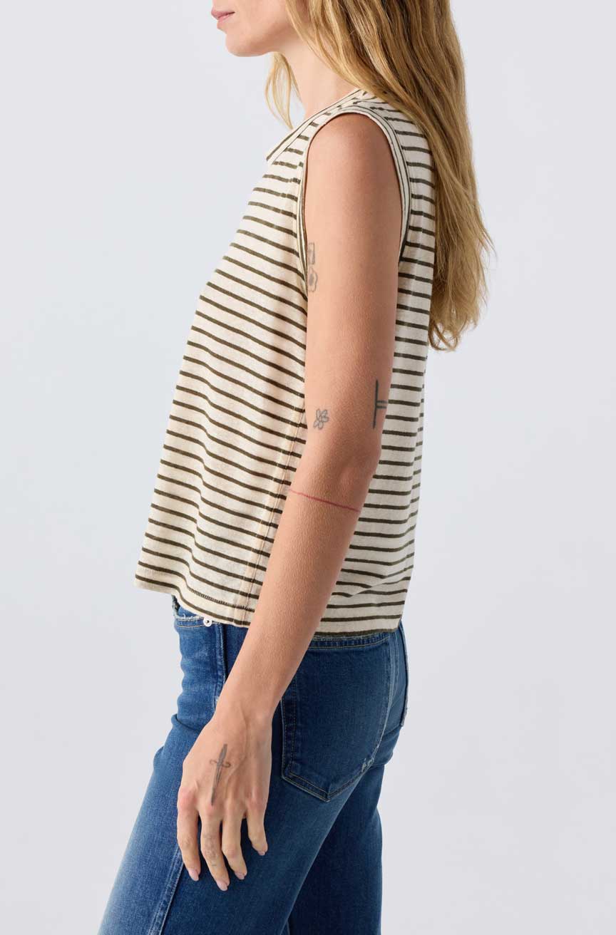 AMO Denim – Sleeveless Love Tee in Reseda Multi Stripe