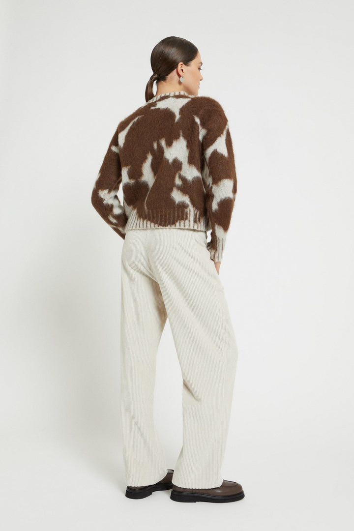 Ottod'Ame - Wool Blend Cow Print Crewneck