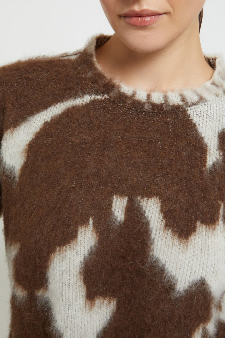 Ottod'Ame - Wool Blend Cow Print Crewneck