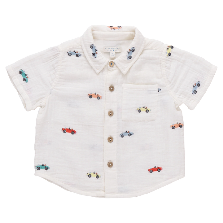 Pink Chicken – Jack Shirt in Vintage Car Embroidery