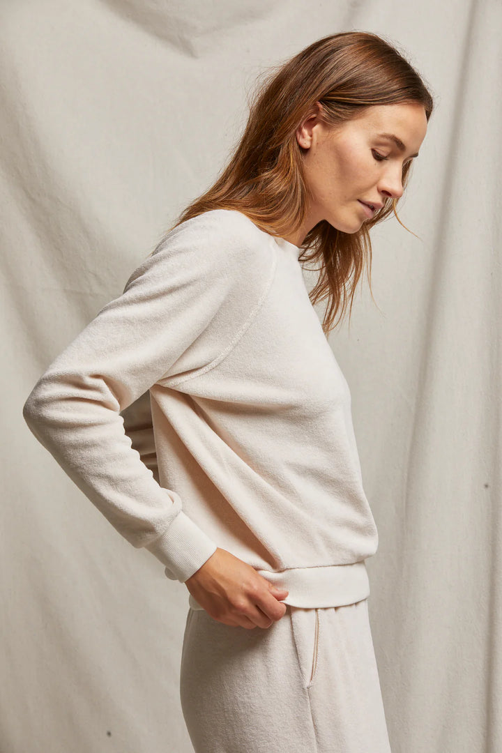 Perfect White Tee - Stella Shrunken Velour Raglan Sweatshirt in Sugar