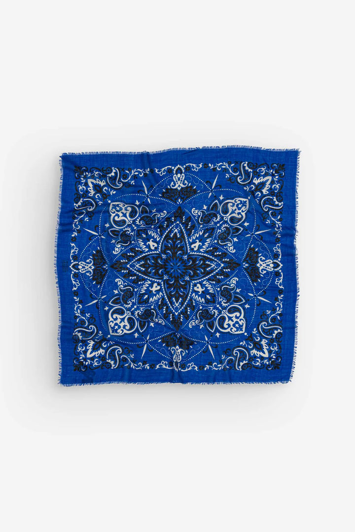 Maison Lecomte Flament – Wool Silk Blend Bandana Scarf in Blue