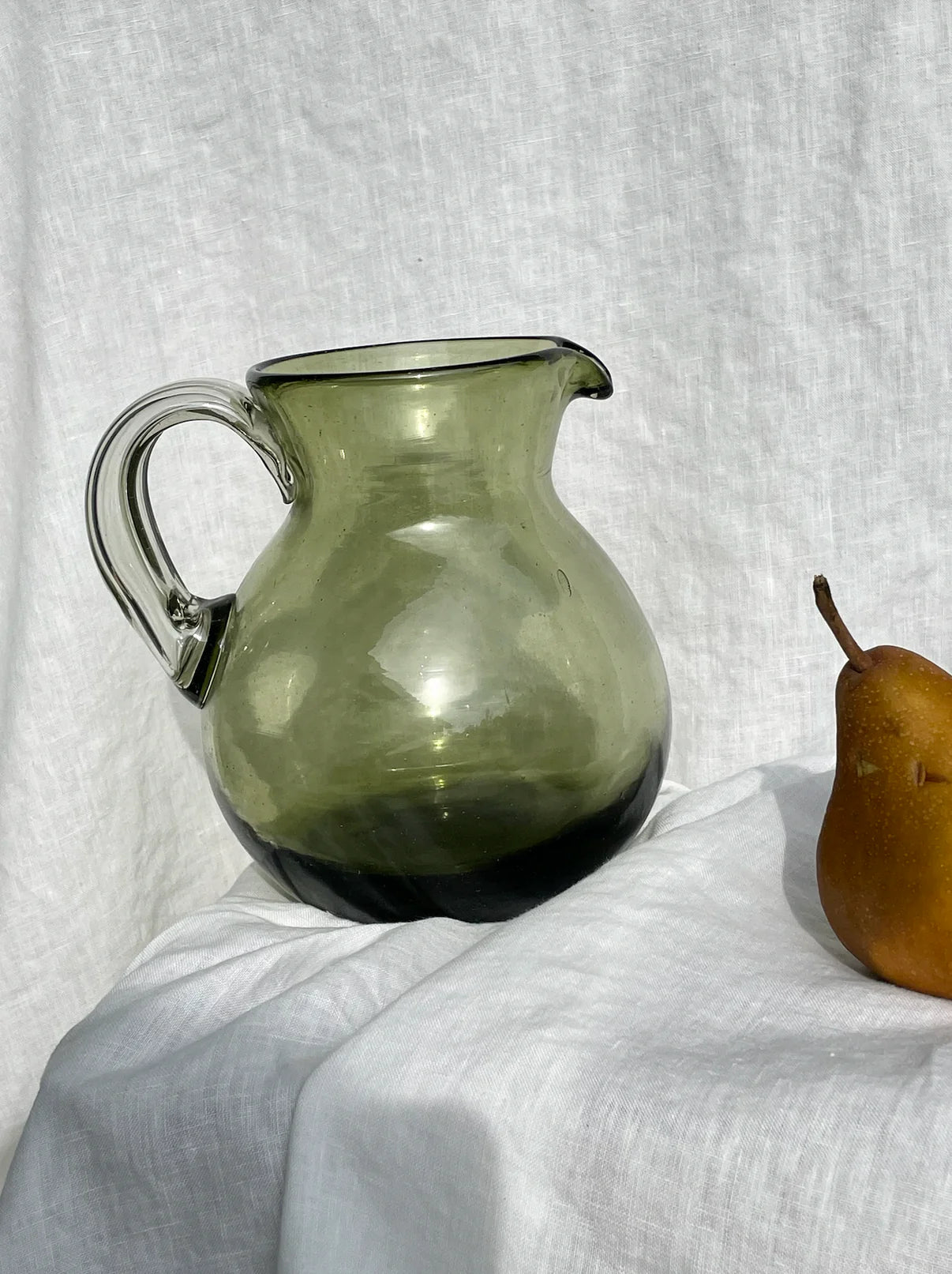 Handblown Large Handblown Bola Amber Pitcher - Thumbnail 4