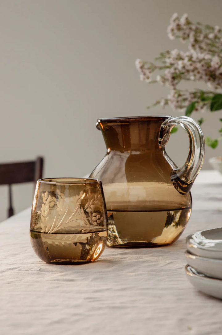 Villa Lua - Handblown Bola Pitcher in Amber