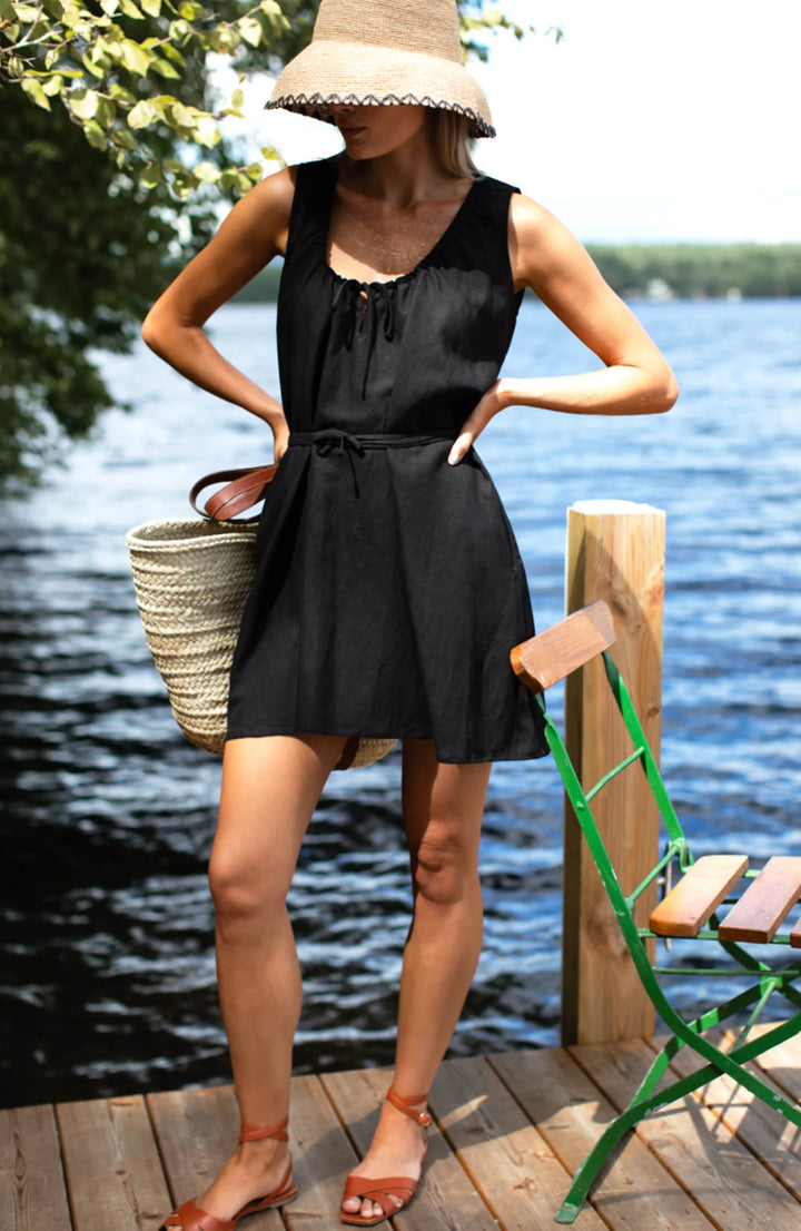 Emerson Fry - Atelier Scoop Dress in Black Beauty Linen